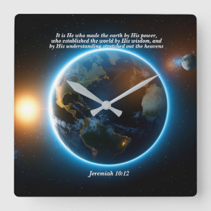He Made the Earth: God & Creation Verse Square Wall Clock