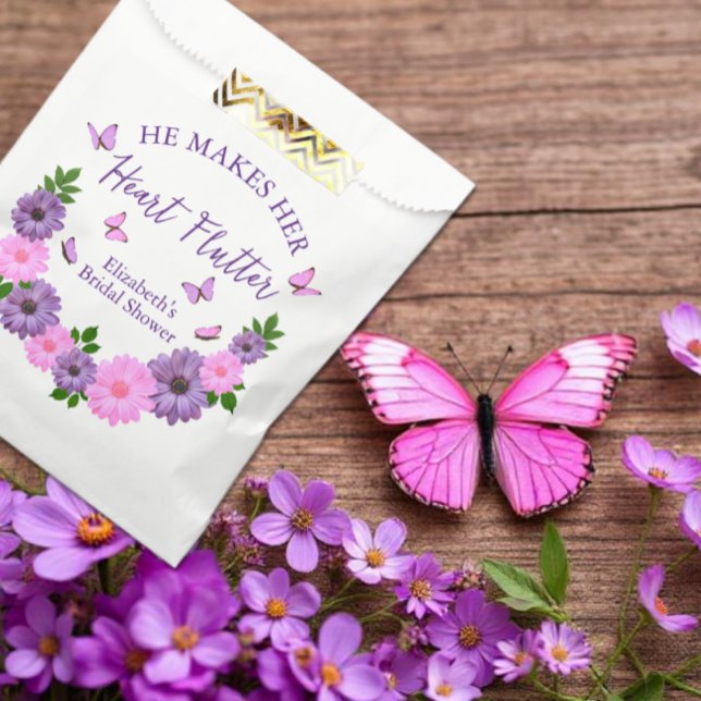 He Makes Her Heart Flutter Butterfly Bridal Shower Favour Bag (Creator Uploaded)