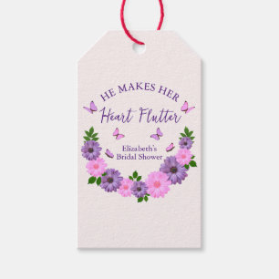 He Makes Her Heart Flutter Butterfly Bridal Shower Gift Tags