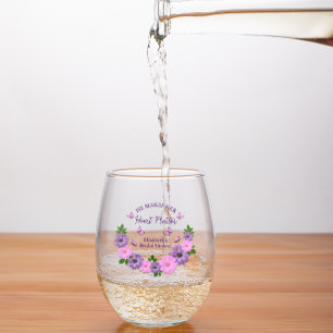 He Makes Her Heart Flutter Butterfly Bridal Shower Stemless Wine Glass
