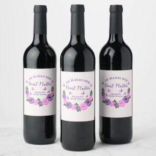 He Makes Her Heart Flutter Butterfly Bridal Shower Wine Label