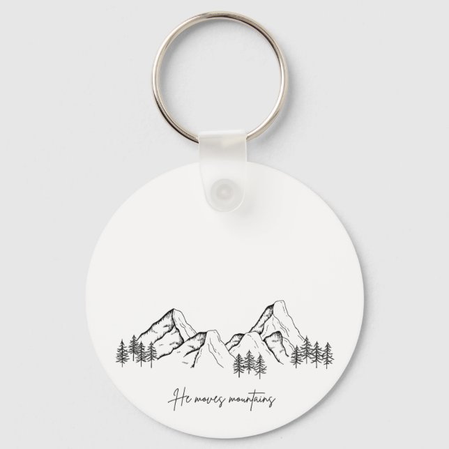 He Moves Mountains Key Ring (Front)