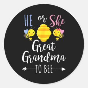 He or great grandma to bee expecting grandma classic round sticker