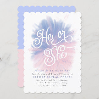 He or She Baby Gender Reveal Party Bomb Invitation