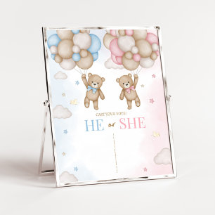 He or She Bear Gender Reveal Sign