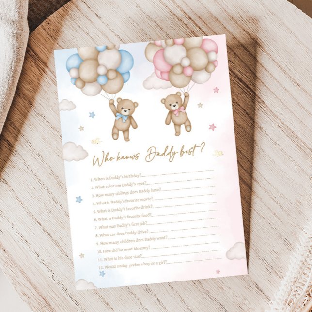 He or She Bear Gender Reveal Who knows Game (Bear Balloon He or She Gender Reveal Game)