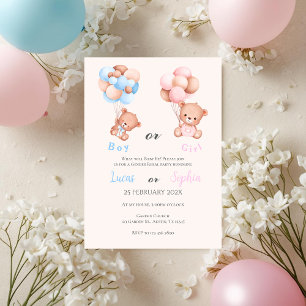 He or She Blue or Pink Gender Reveal Invitation wi
