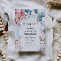 He or She Bunny Gender Reveal Baby Shower 
