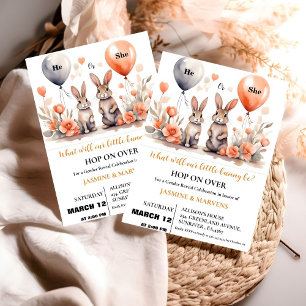 He or She Easter Bunny Balloons gender reveal  Invitation