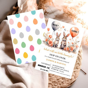 He or She Easter Bunny Balloons gender reveal Invitation