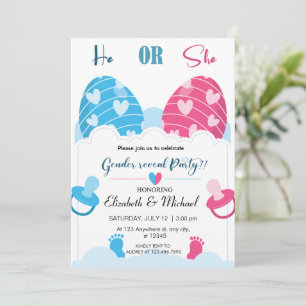 He or She Easter  Gender Reveal invitations