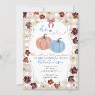 He Or She Fall Pumpkin Wildflower Gender Reveal Invitation