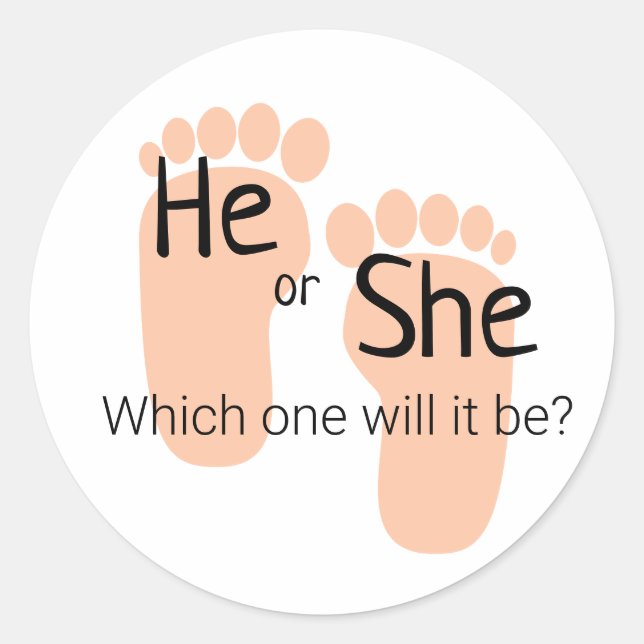 He or She Gender Reveal Classic Round Sticker (Front)