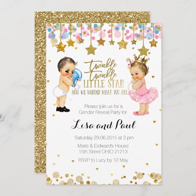 He or She Gender Reveal invitation (Front/Back)