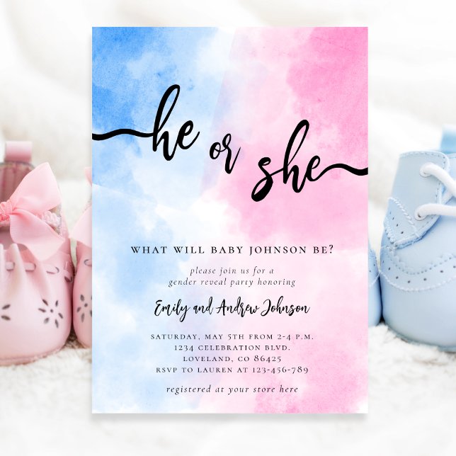 He or She Gender Reveal  Invitation (Creator Uploaded)
