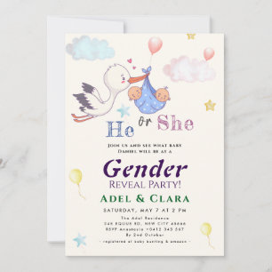 He or She Gender Reveal Invitation