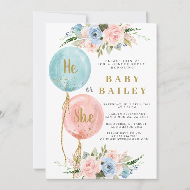 He or She Gender Reveal invitation (Front)