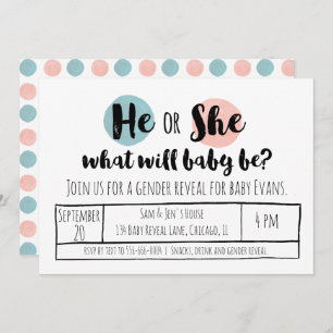 He or She Gender Reveal Invitation