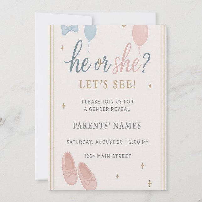 He or She Gender Reveal Notebook Invitation (Front)