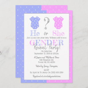 He Or She? Gender Reveal Party! Baby Shower Invitation