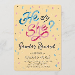 He or She Gender Reveal Party Invitation