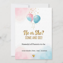 ✨ He or She? Gender Reveal Party Invitation | Pink