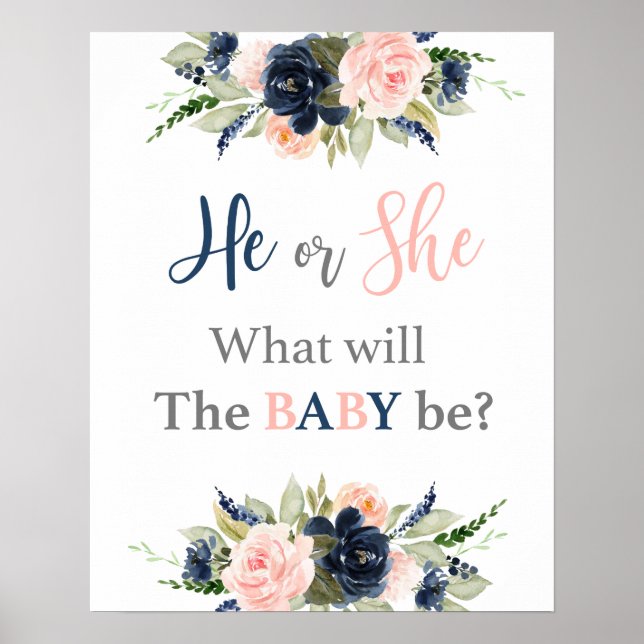 He or She Gender Reveal Poster (Front)