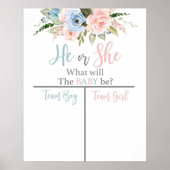 He or She Gender Reveal Poster (Front)