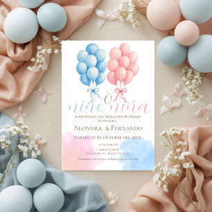 He or she? Gender reveal with balloons Invitation