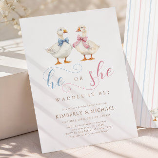 He or She Goose Gender Reveal Invitation