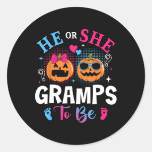 He Or She Gramps To Be Pumpkin Gender Reveal Hallo Classic Round Sticker
