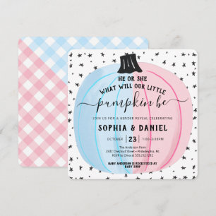 He or She Little Pumpkin Gender Reveal Halloween Invitation
