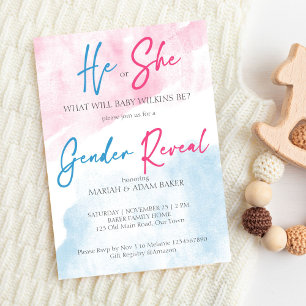He or she pink and blue gender reveal template