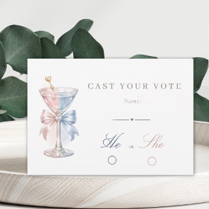 He Or She Pink And Blue Gender Reveal Vote Card