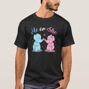 He Or She Pink or Blue Gender Reveal Elephant Boy  T-Shirt