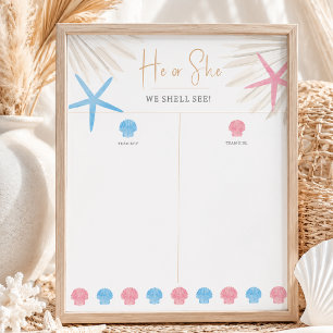 He or She Shell We See Baby Gender Reveal Sign