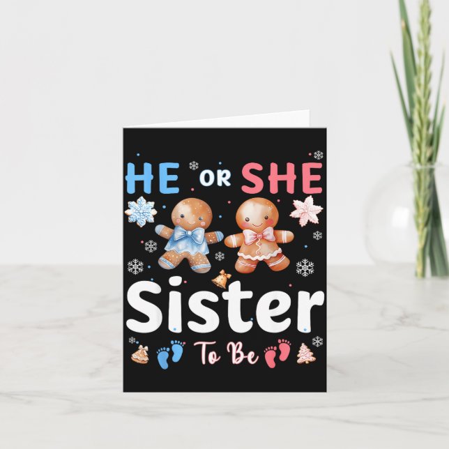 He Or She Sister To Be Christmas Gingerbread Gende Card (Front)