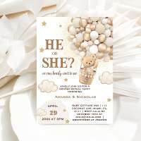 He or She Teddy Bear Cute Boho Gender Reveal