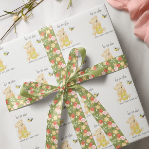 He or She Teddy Bear Gender Reveal Party Wrapping Paper