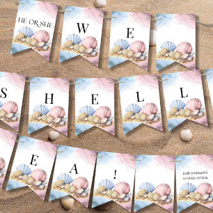 He or She We Shell Sea Coastal Gender Reveal Bunting