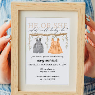 He or She, What will baby be Boho Gend Invitation