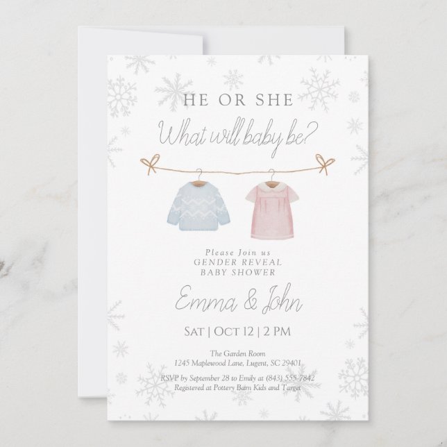 He or She What Will Baby Be Invitation (Front)