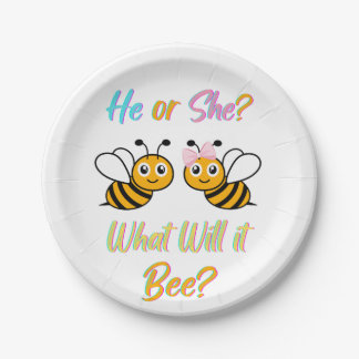 He or She what will it bee? T-Shirt Oval Sticker Paper Plate