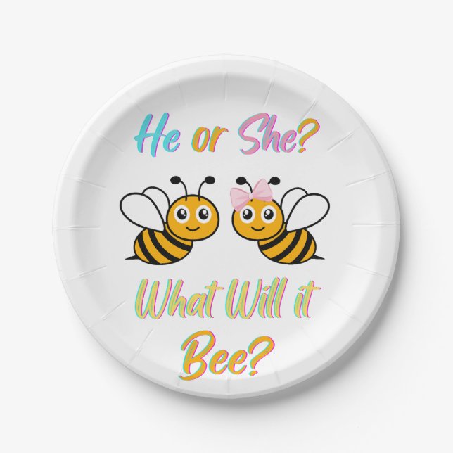 He or She what will it bee? T-Shirt Oval Sticker Paper Plate (Front)
