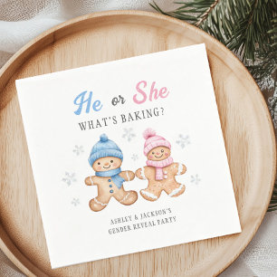 He or She What's Baking Gingerbread Gender Reveal Napkin