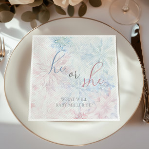 He or She Winter Pink Blue Snowflake Napkin