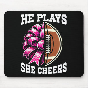 He Plays She Cheers Football Cheer Mom Cheerleadin Mouse Pad