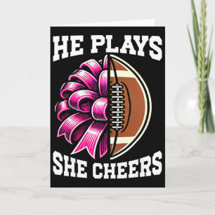 He Plays She Cheers Football Cheer Mum Cheerleadin Card