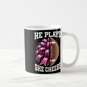 He Plays She Cheers Football Cheer Mum Cheerleadin Coffee Mug
