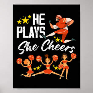 He Plays She Cheers Football Son Cheerleader Cheer Poster